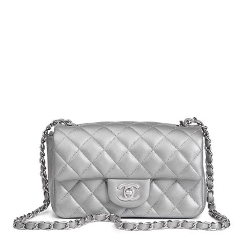 chanel mini flap bag lambskin silver|chanel mini flap bag rectangular.